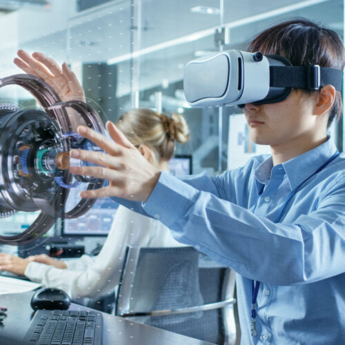 Computer,Science,Engineer,Wearing,Virtual,Reality,Headset,Works,With,3d Computer,Science,Engineer,Wearing,Virtual,Reality,Headset,Works,With,3d