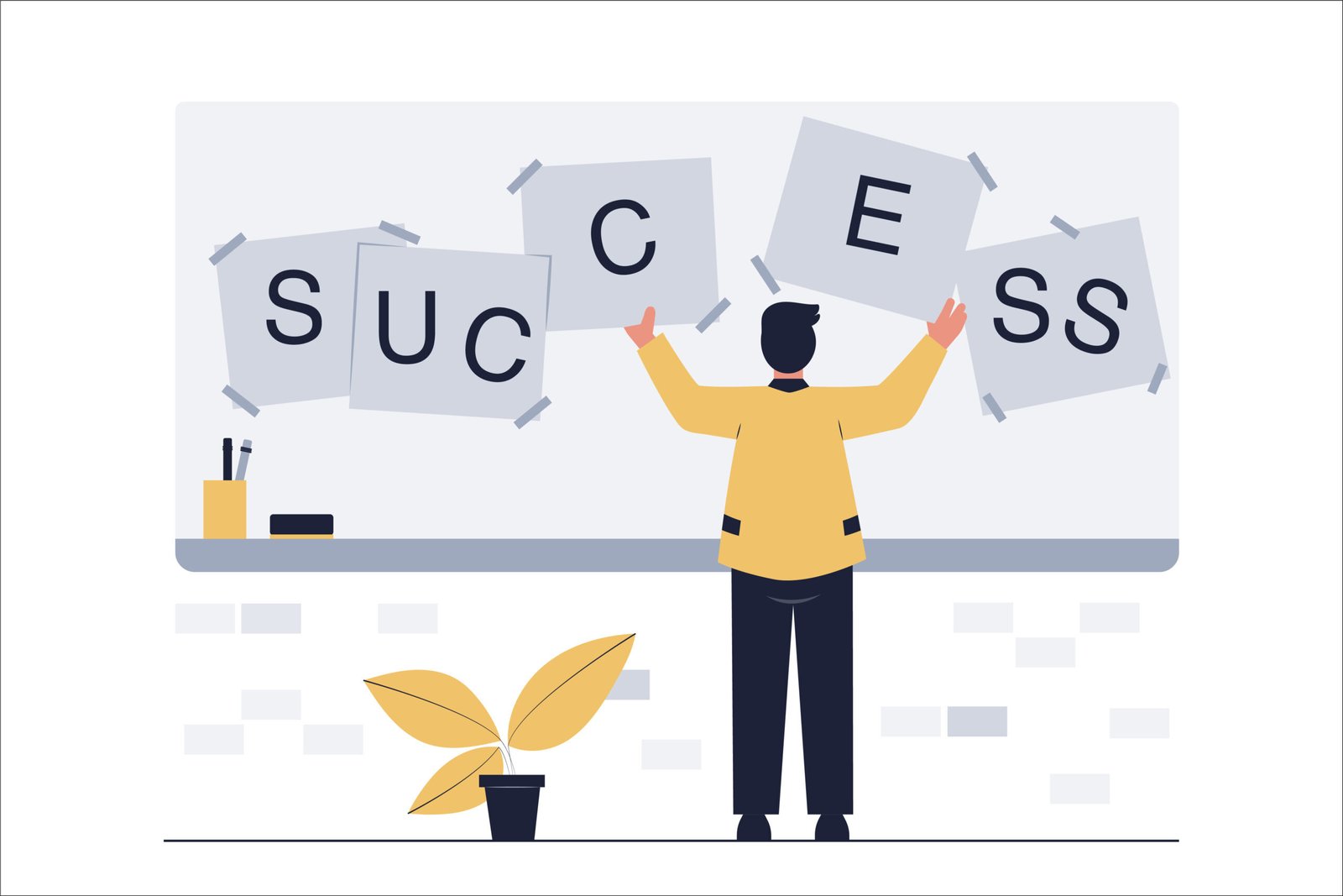 Business Success Concept. Businessman sort success wording. Flat