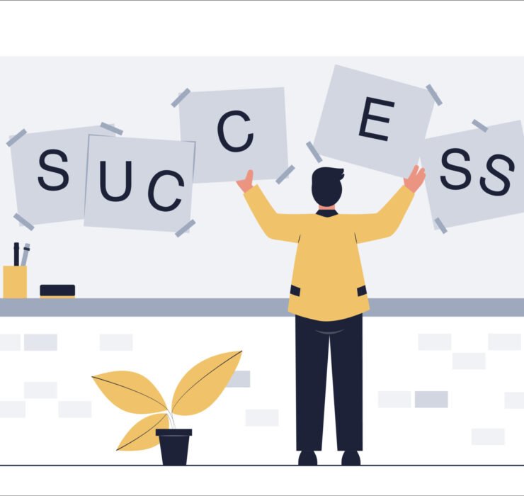 Business Success Concept. Businessman sort success wording. Flat