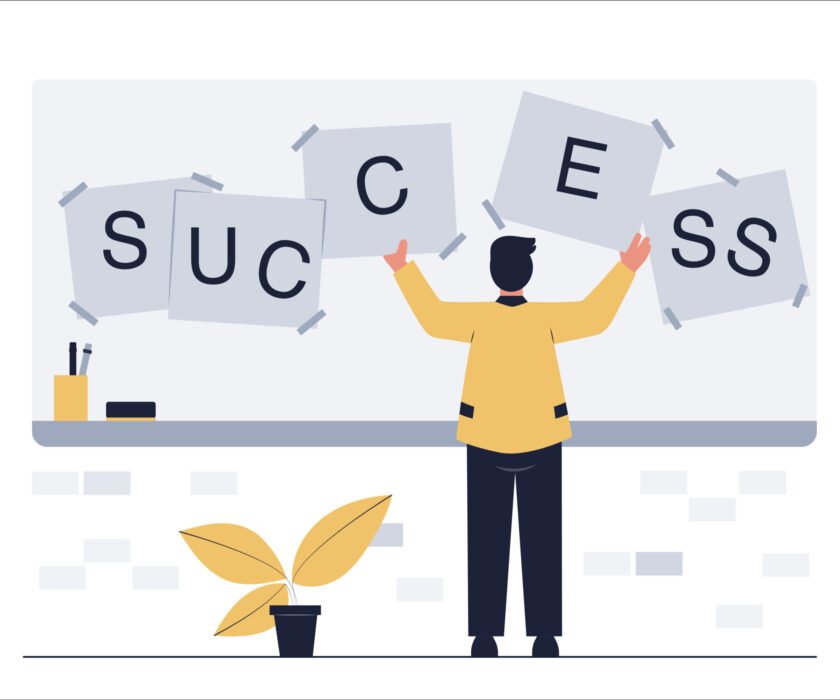 Business Success Concept. Businessman sort success wording. Flat