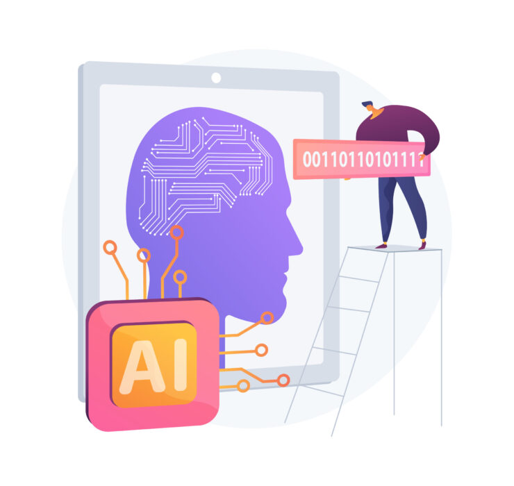 Artificial intelligence abstract concept vector illustration.